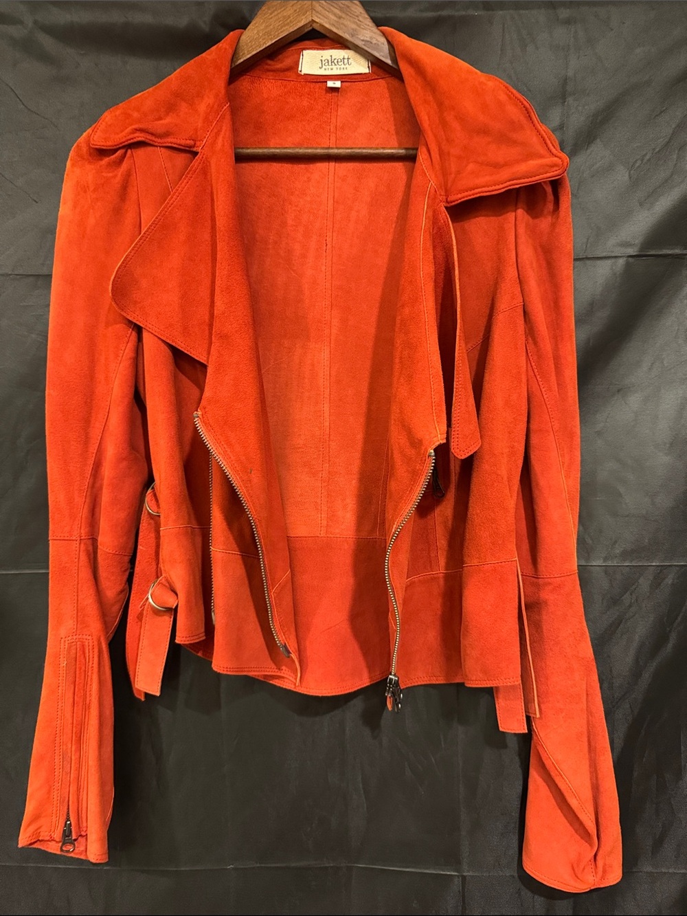 Women's Red Suede Zip-Front Jacket